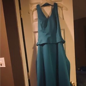 Teal Mock 2-Piece Halter Dress David's Bridal size 6